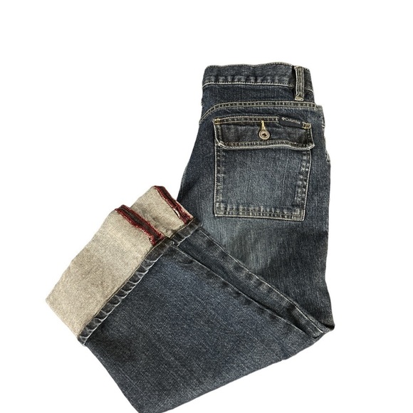 Columbia Blues Cuffed Denim Capri Back button Flap Pockets Women's Size‎ 10 - Picture 3 of 5